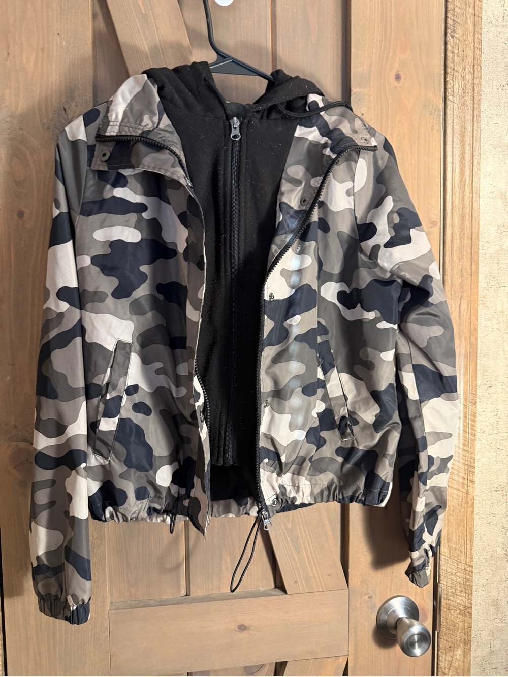 No Boundaries Black Hooded Jacket with Pink Brand Tag